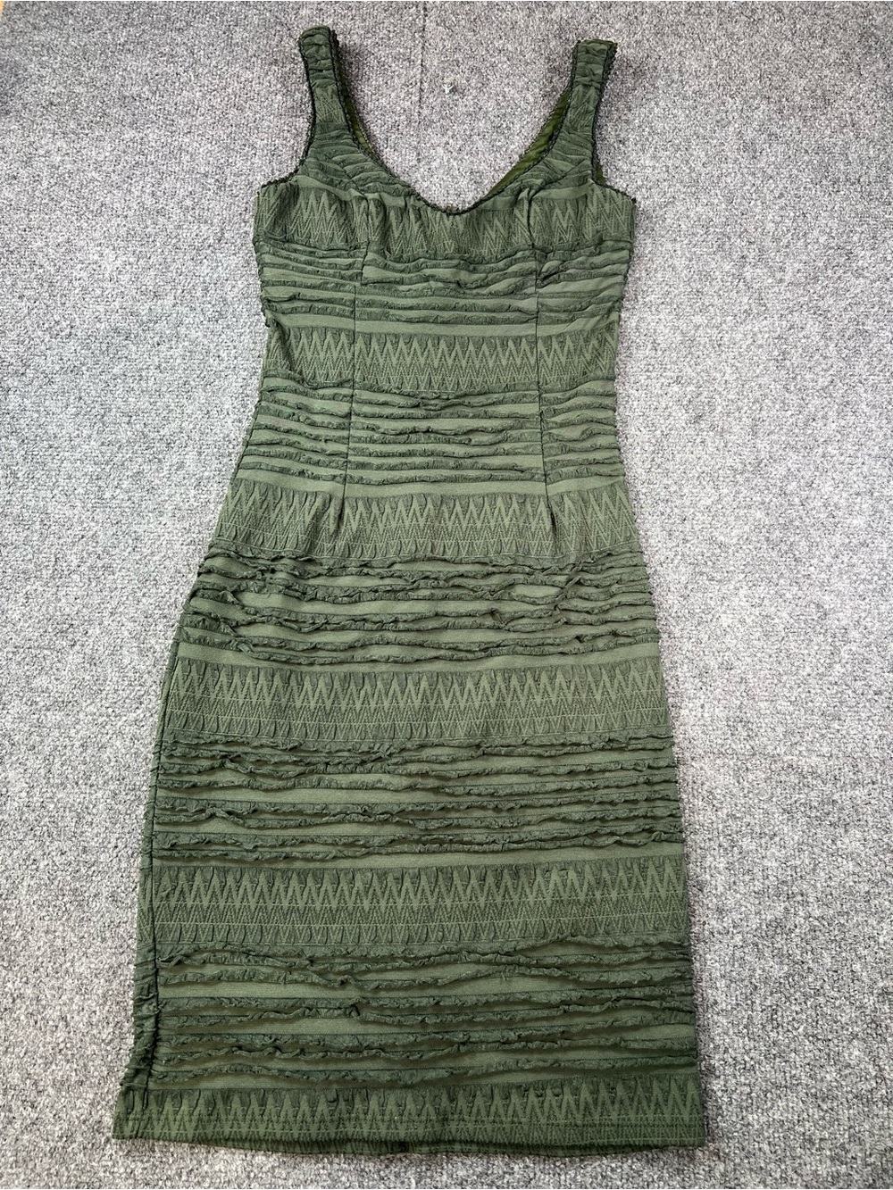 Sleeveless Olive Green Textured Mystic Dress y2k B53